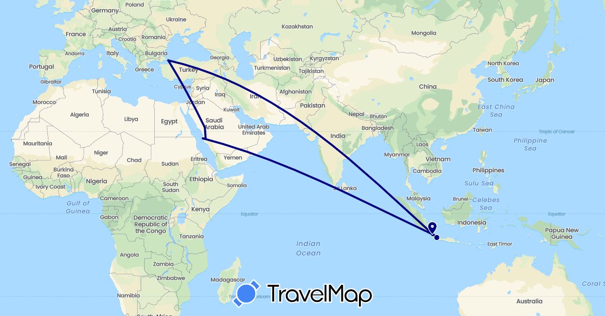 TravelMap itinerary: driving in Indonesia, Saudi Arabia, Turkey (Asia)